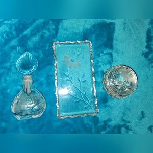 Vintage PERFUME VANITY SET, Crystal,(5 pc) Princess House, Heritage Collection